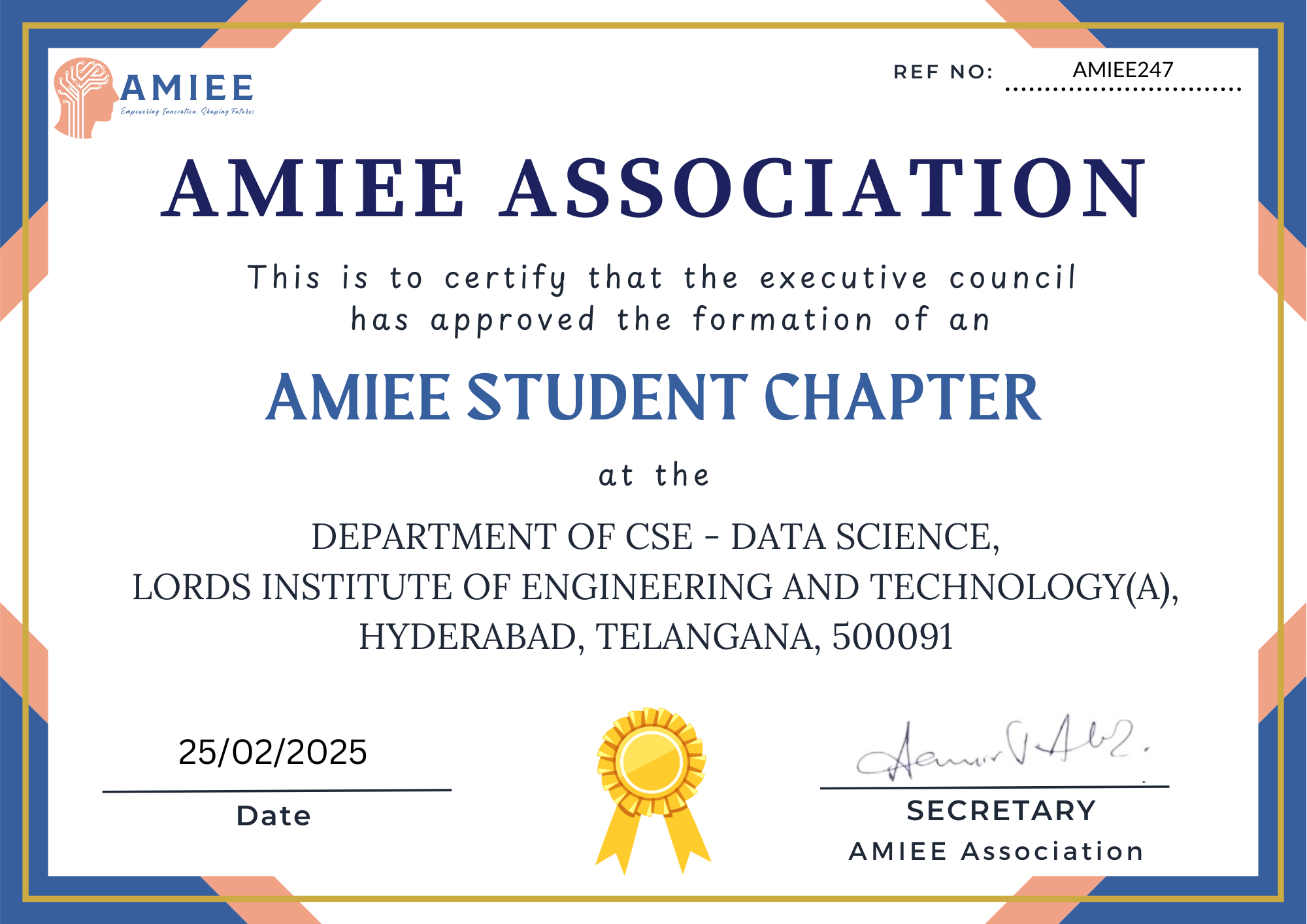 AMIEE students Chapter Lords Institute of Engineering and Technology - Dept of CSE